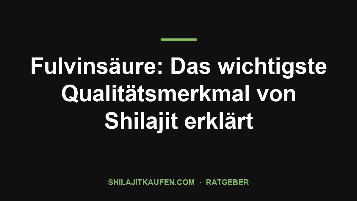 Fulvinsäure: Das wichtigste Qualitätsmerkmal von Shilajit erklärt – Ratgeber shilajitkaufen.com