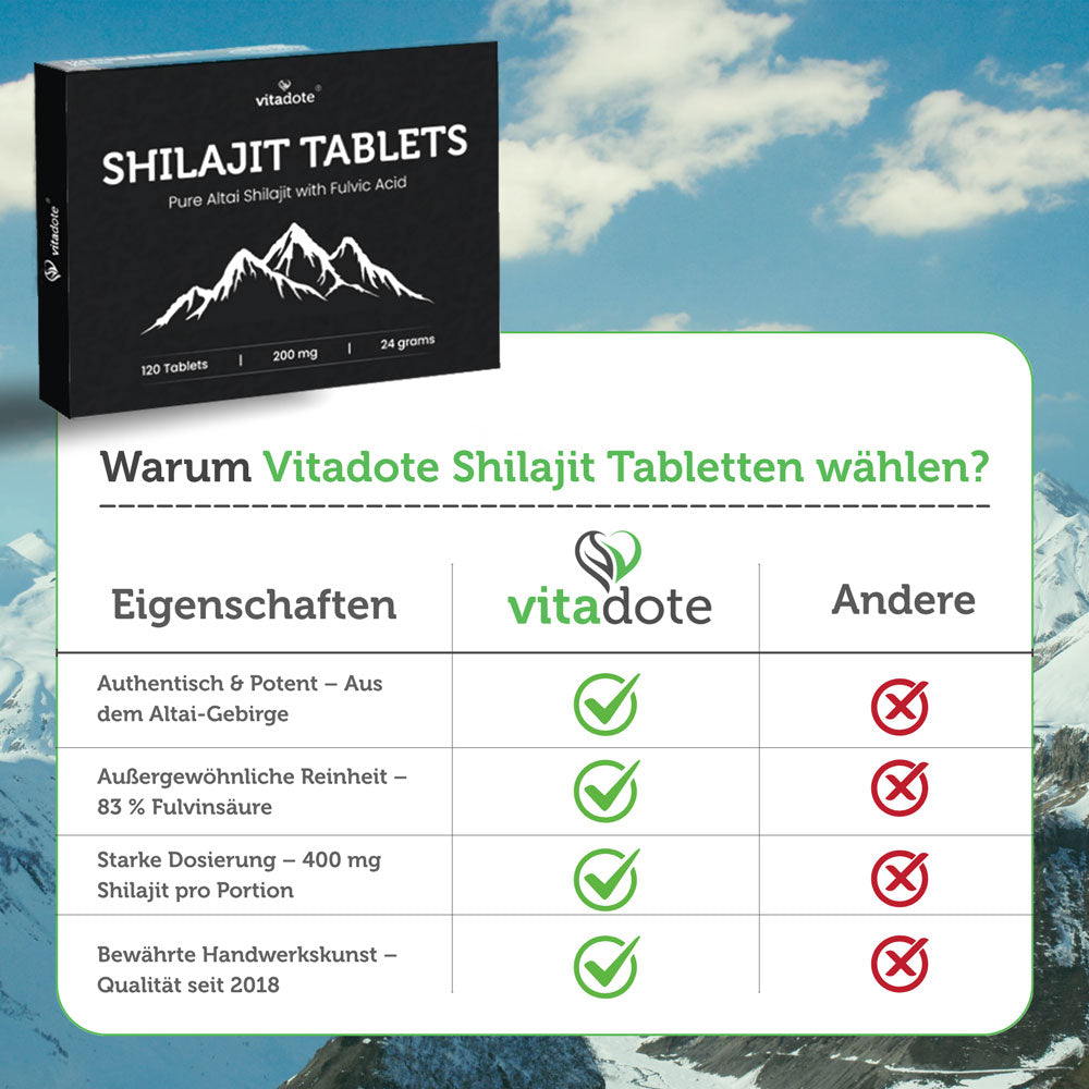 Vitadote Pure Shilajit Tabletten Altai Fulvosäure