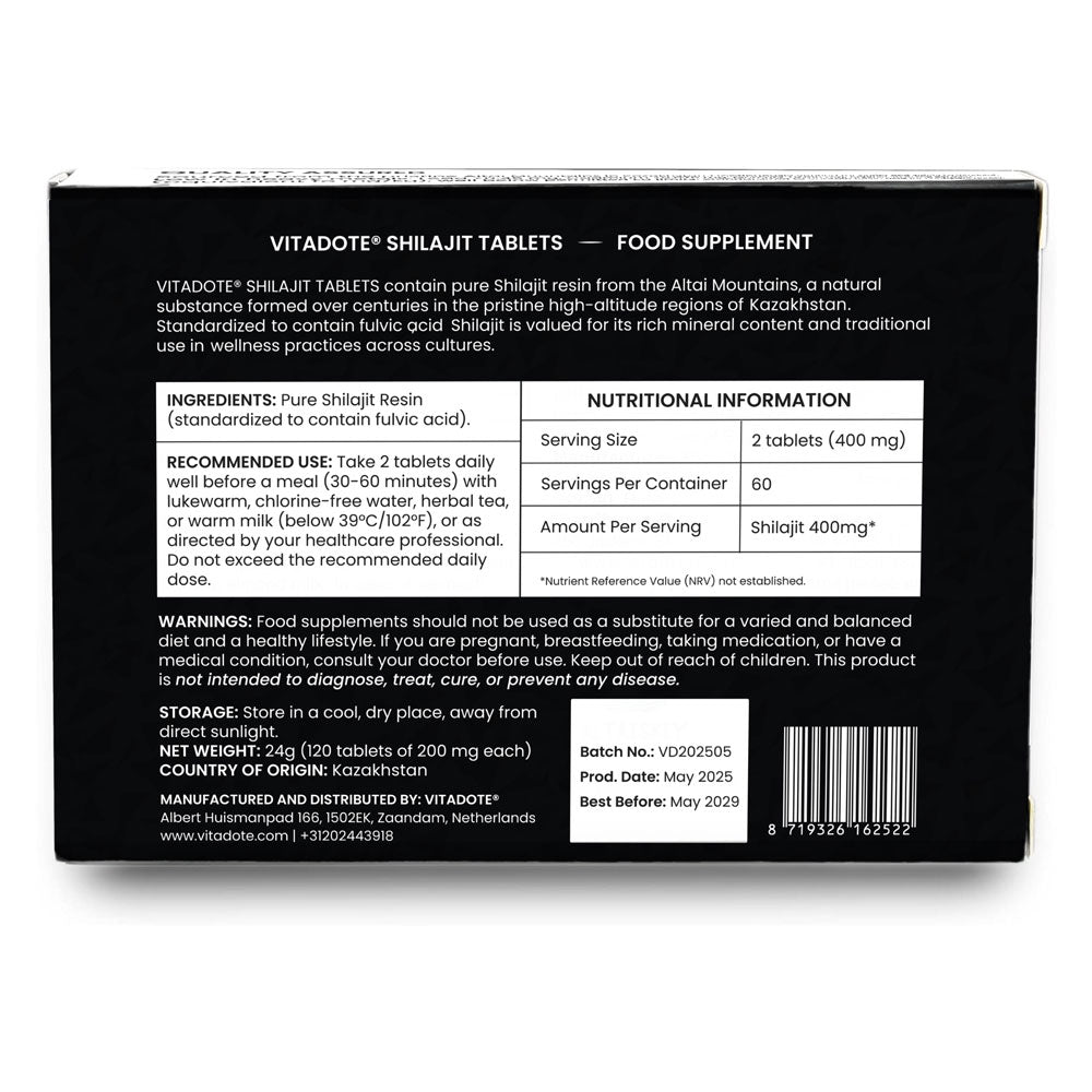 Vitadote Pure Shilajit Tabletten Altai Fulvosäure