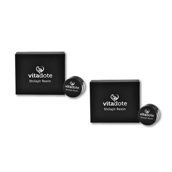 Vitadote® Shilajit Harz 2×30g – zwei Geschenkboxen mit UV-Schutzgläsern