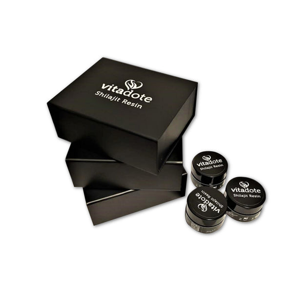 Vitadote® Shilajit Harz 3×30g – drei Geschenkboxen mit UV-Schutzgläsern